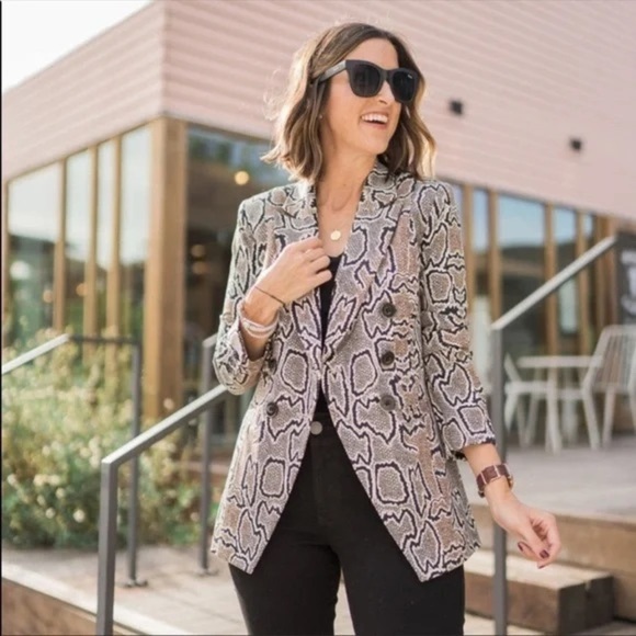 CAbi Jackets & Blazers - CAbi Python Double Breasted Blazer Size 2